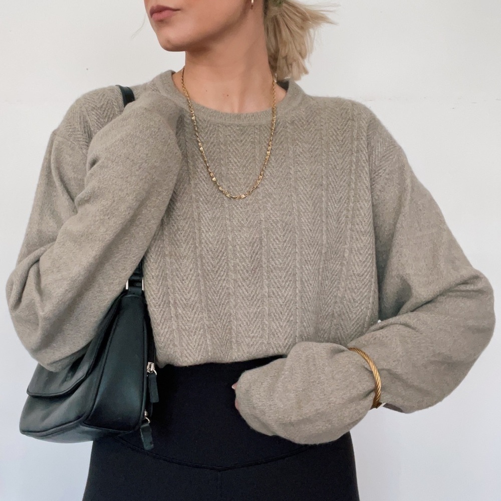 Oatmeal Butter Soft Minimalist Oversized Slouchy Knit Sweater Top